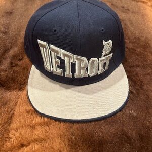 Detroit Navy and Tan Snapback Hat